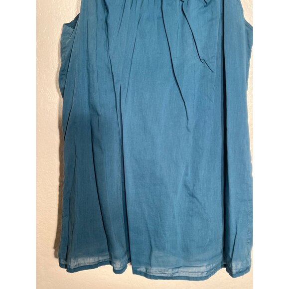 Loft Large Top 100% Cotton Lined Sleeveless Blue/Green Casual Beach - Picture 6 of 13